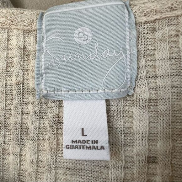 Sunday Linen Blend Long Sleeve Tie Bottom Stretch Lightweight  Hoodie Size L - Picture 6 of 11